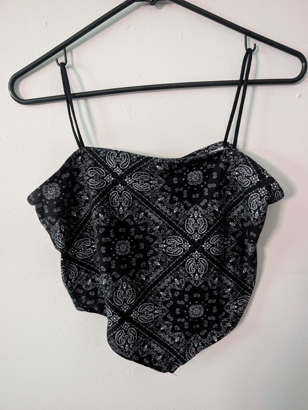 Belle Tweed Black Bandana Print Crop Top